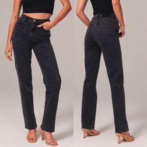 Abercrombie The 90's straight ultra high rise jeans in black Size 31 long inseam
